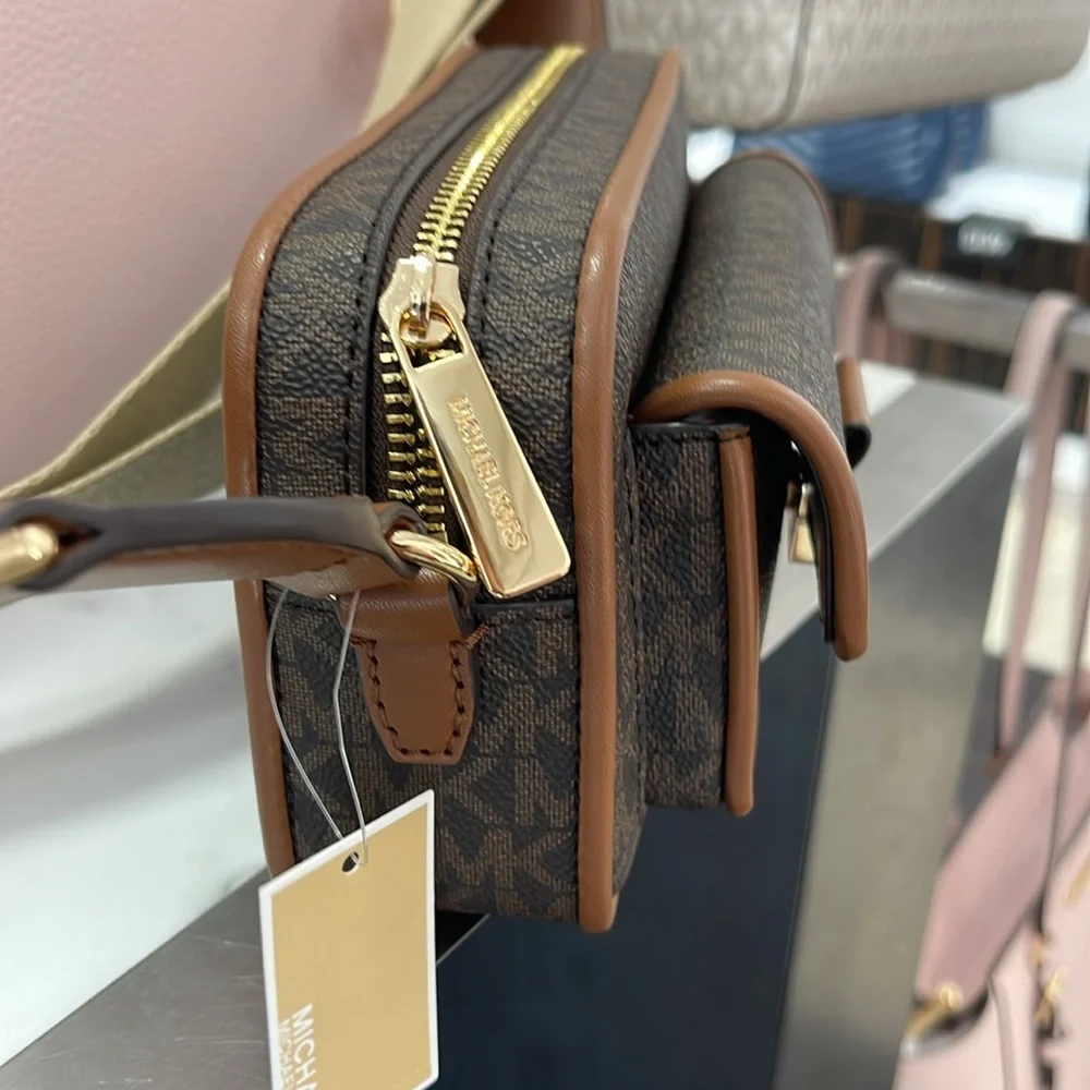 Michael Kors Bradshaw Extra-Small Metallic Signature Logo Camera Crossbody Bag